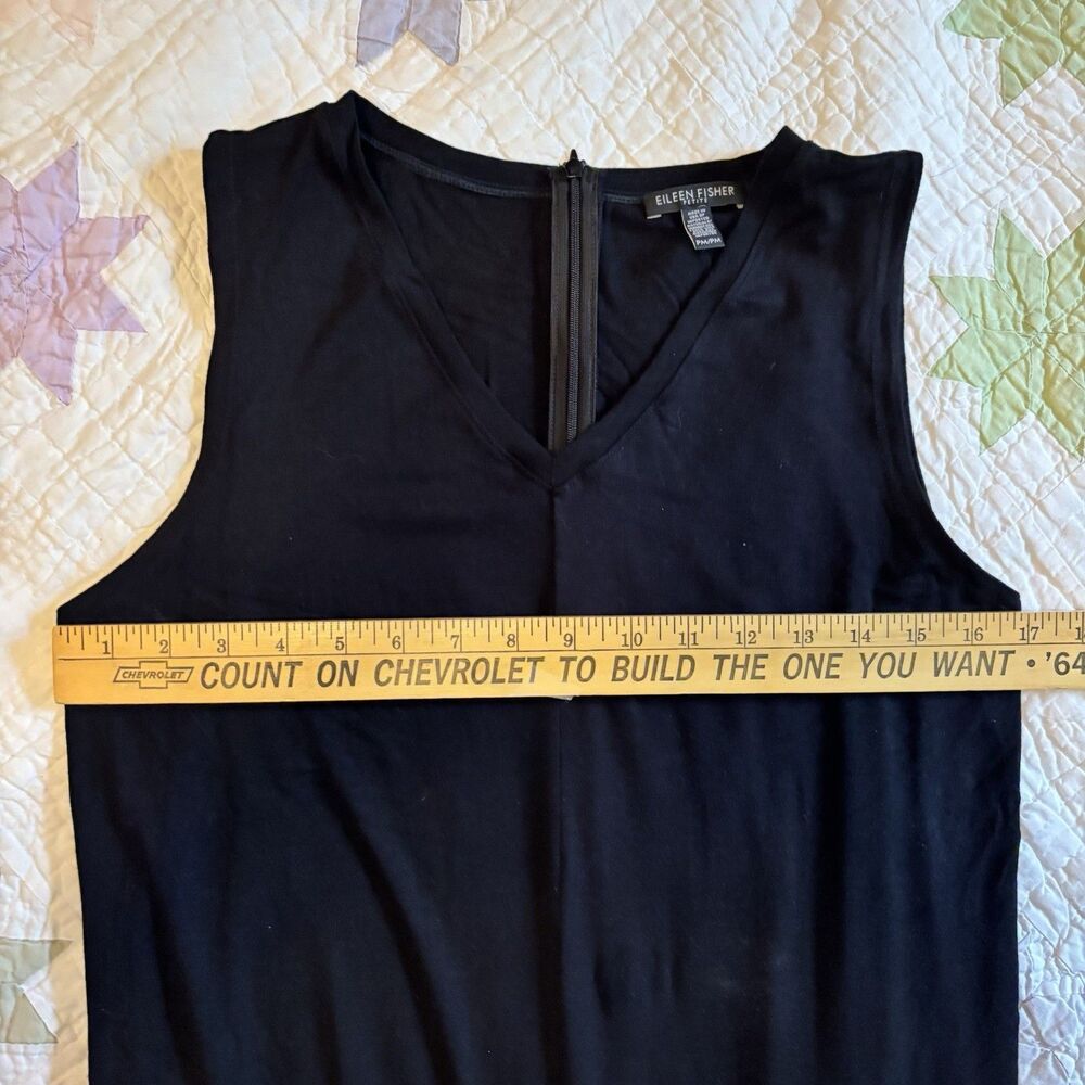 Eileen Fisher Washable Flex Ponte V-Neck Jumpsuit Women Petite M Black Wide Leg - Picture 4 of 6